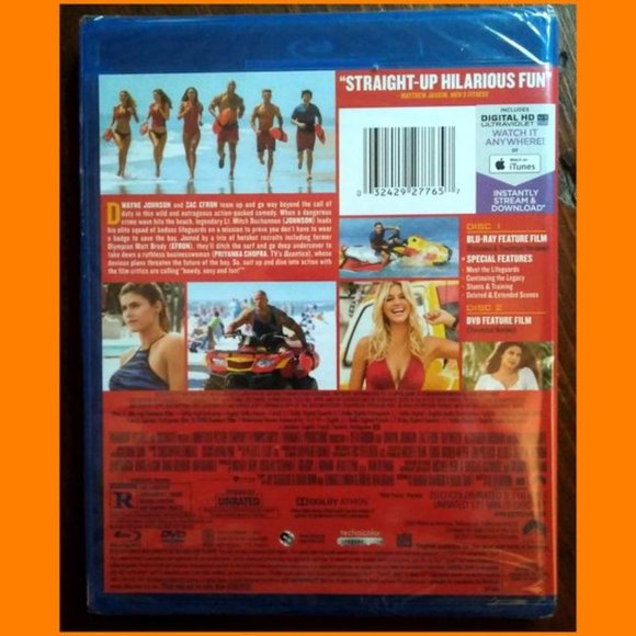 New sealed Baywatch Extended Cut Blu-Ray, DVD, & Digital HD - Picture 2 of 2